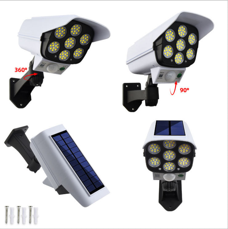 360 degree rotate adjustable CCTV security camera wall light outdoor solar LED wall sconce with remote control