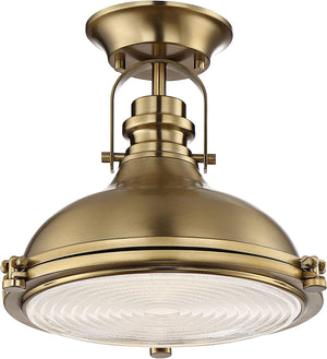 Industrial ceiling light dome antique glass semi flush mount ceiling lamp