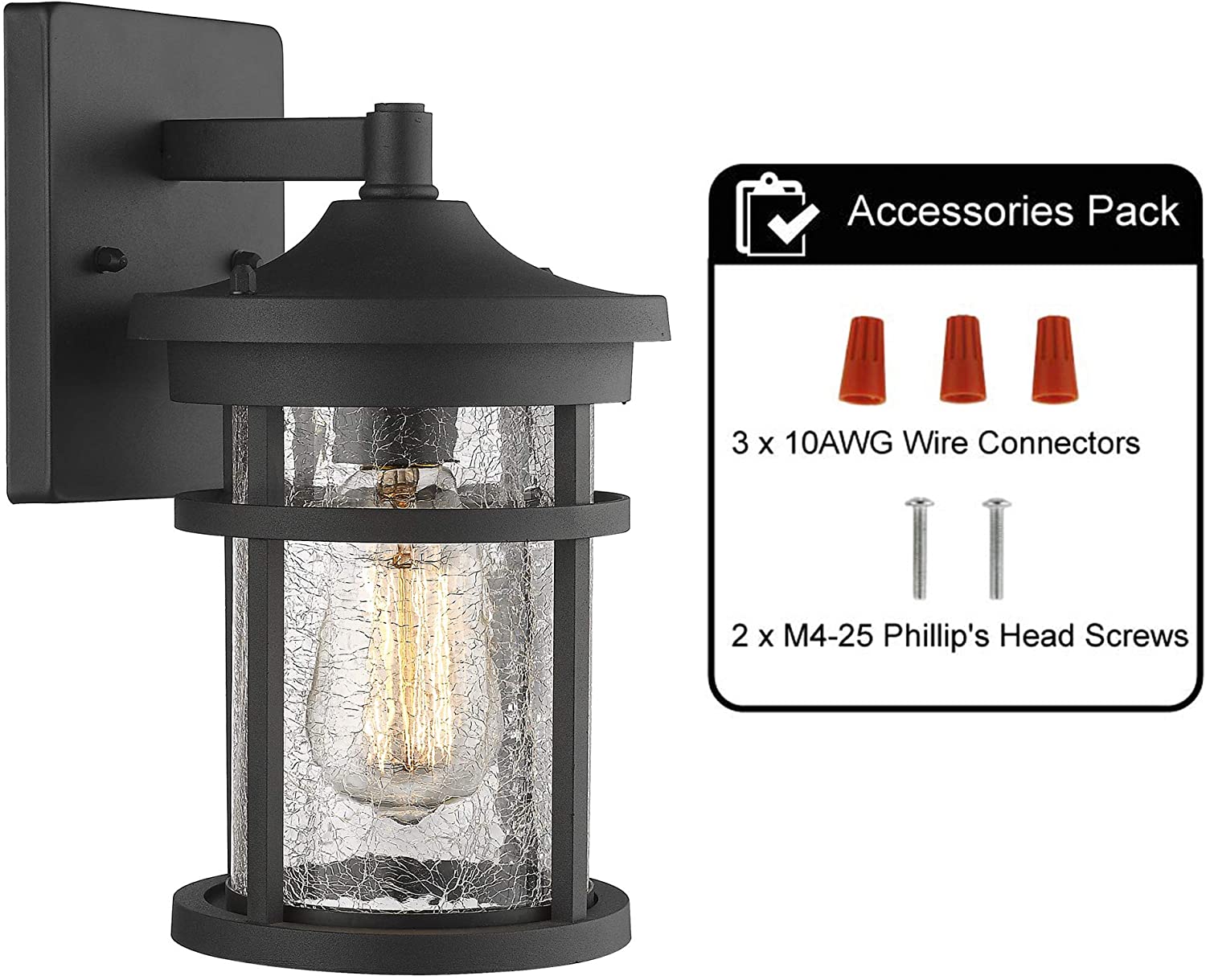 crackle glass black wall sconce