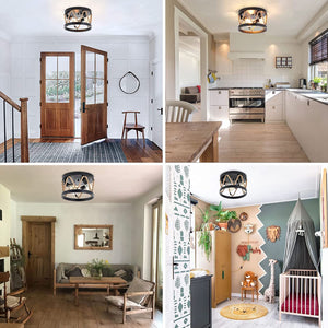 3 light rope ceiling light fixture industrial farmhouse flush mount ceiling light