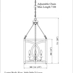 4 light square wood chandelier vintage cage pendant light fixture