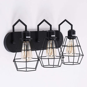 3 light rustic wall light black cage wall light fixture
