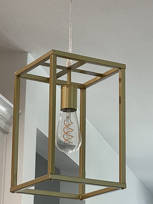 Gold pendant light fixture modern cage ceiling decor Industrial