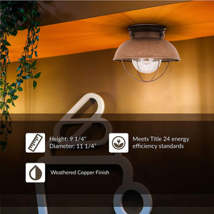Industrial close to ceiling lamp vintage flush mount ceiling light fixture with seeded glass