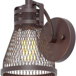 Farmhouse wall sconce industrial meshed metal wall light in oil rubbed bronze