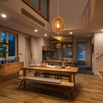 Round wood pendant lamp adjustable farmhouse pendant light for Kitchen