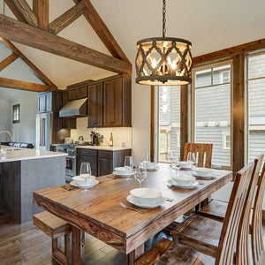 4 light vintage chandelier farmhouse wood kitchen island pendant light