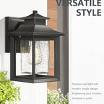 2 pack outdoor wall lamp black wall lantern with seeded glass shade