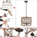 4 light vintage chandelier farmhouse wood kitchen island pendant light