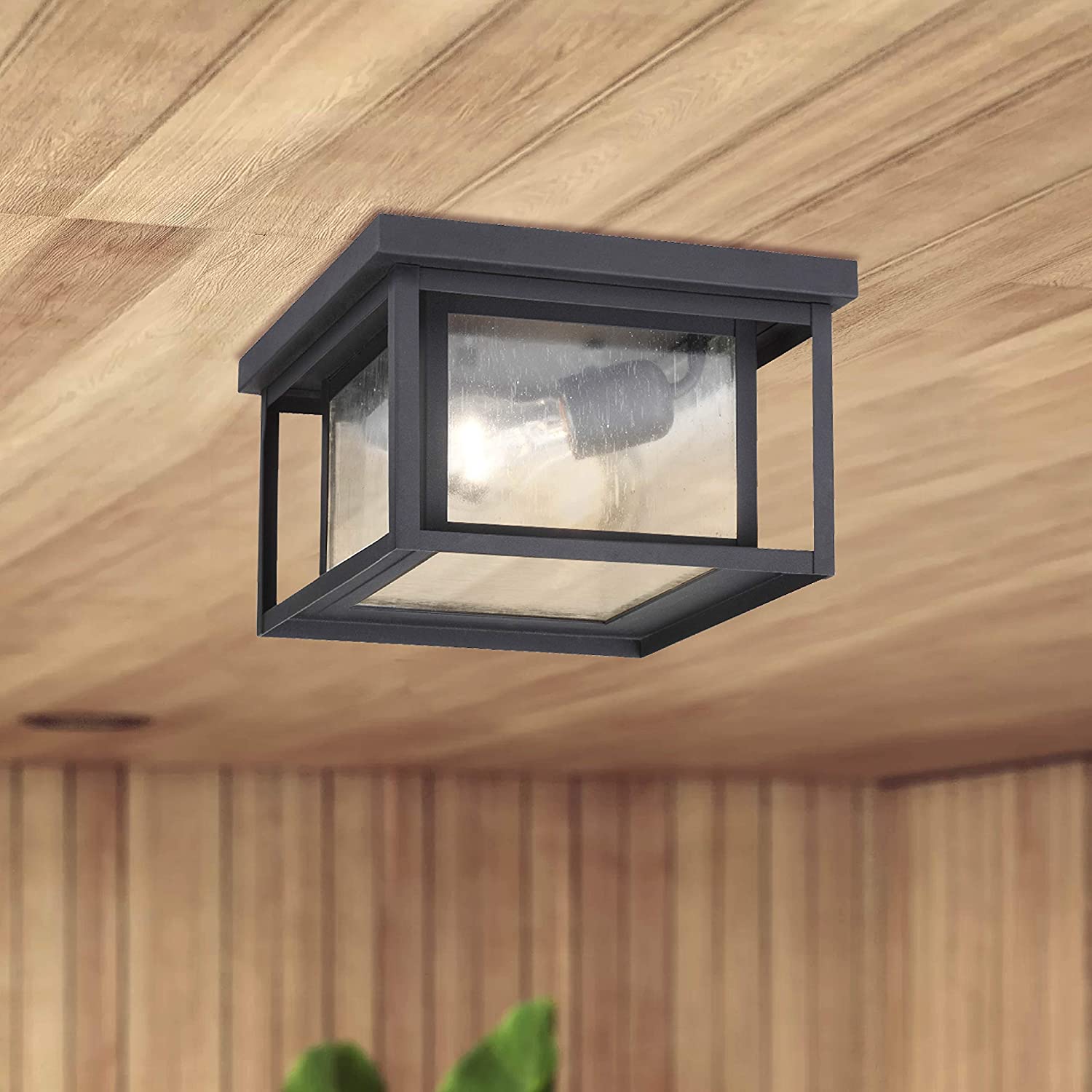2 light ceiling flush mount industrual black ceiling light fixture