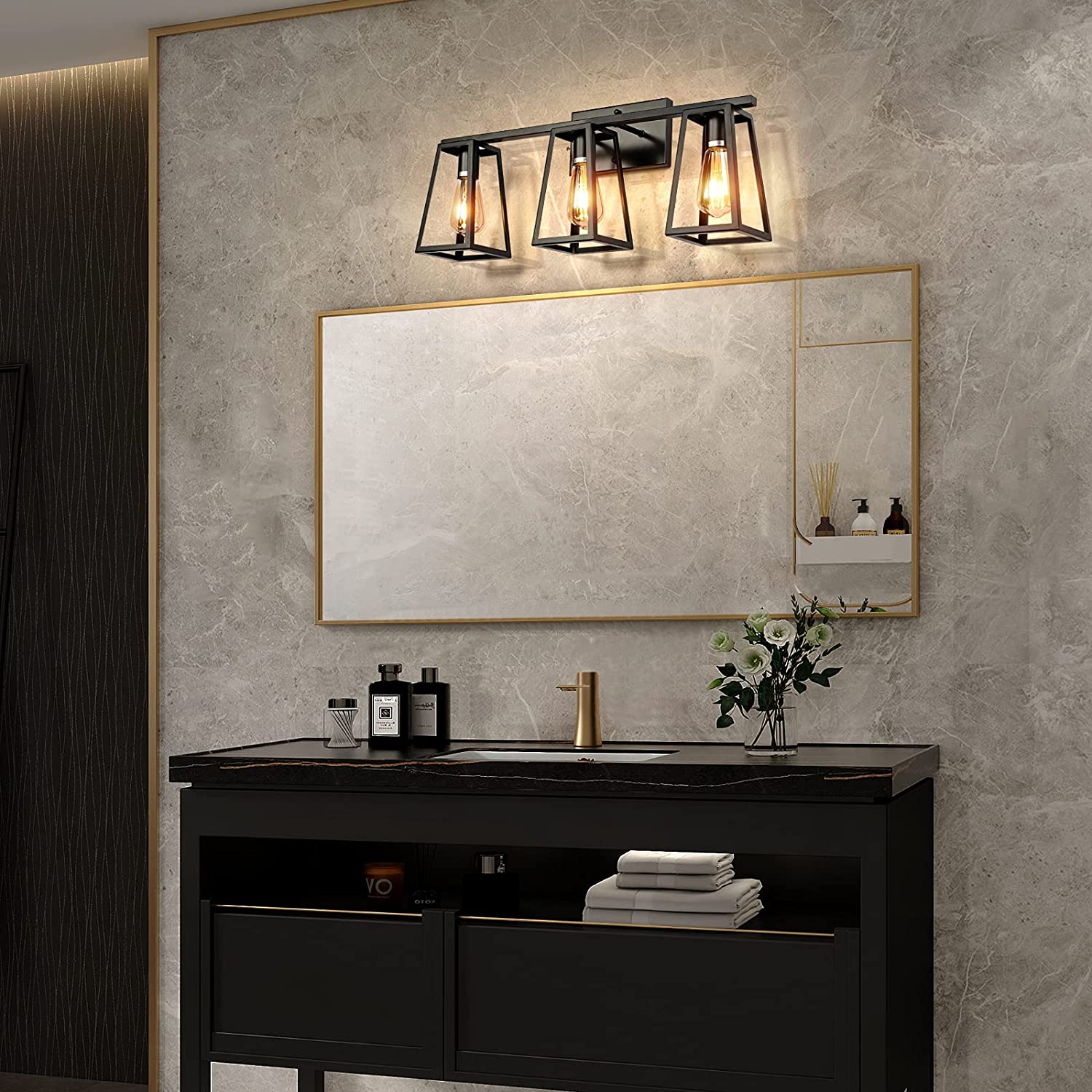 3 light wall vanity lighting modern black wall light fixture