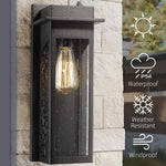 2 pack outdoor garage lighting black dusk to dawn sensor wall sconce with seeded glass shade