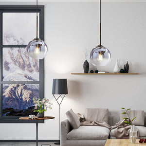 Silver glass hanging light modern globe pendant light fixture