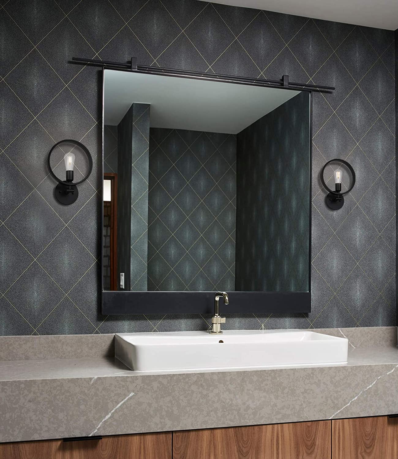 Industrial round wall light simplicity black wall sconce