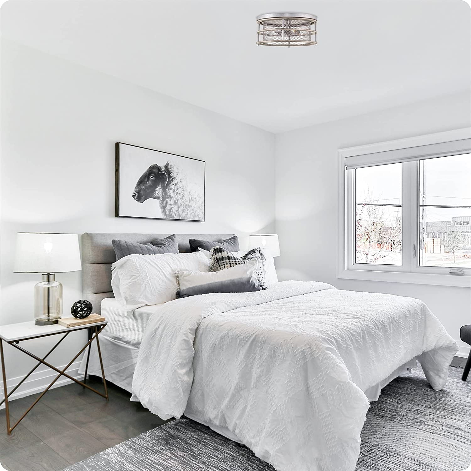 4 light farmhouse flush mount ceiling lamp cage close to ceiling lighting fixture