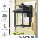 2 pack outdoor wall lamp black wall lantern with seeded glass shade