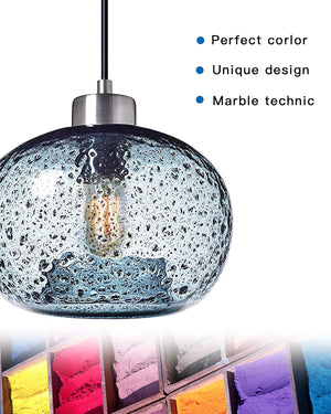 Blown glass pendant light fixture blue pendant lamp