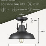 Industrial semi flush mount light fixture farmhouse black close to ceiling lighting
