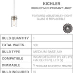 Jar glass pendant light fixture with nickel brush