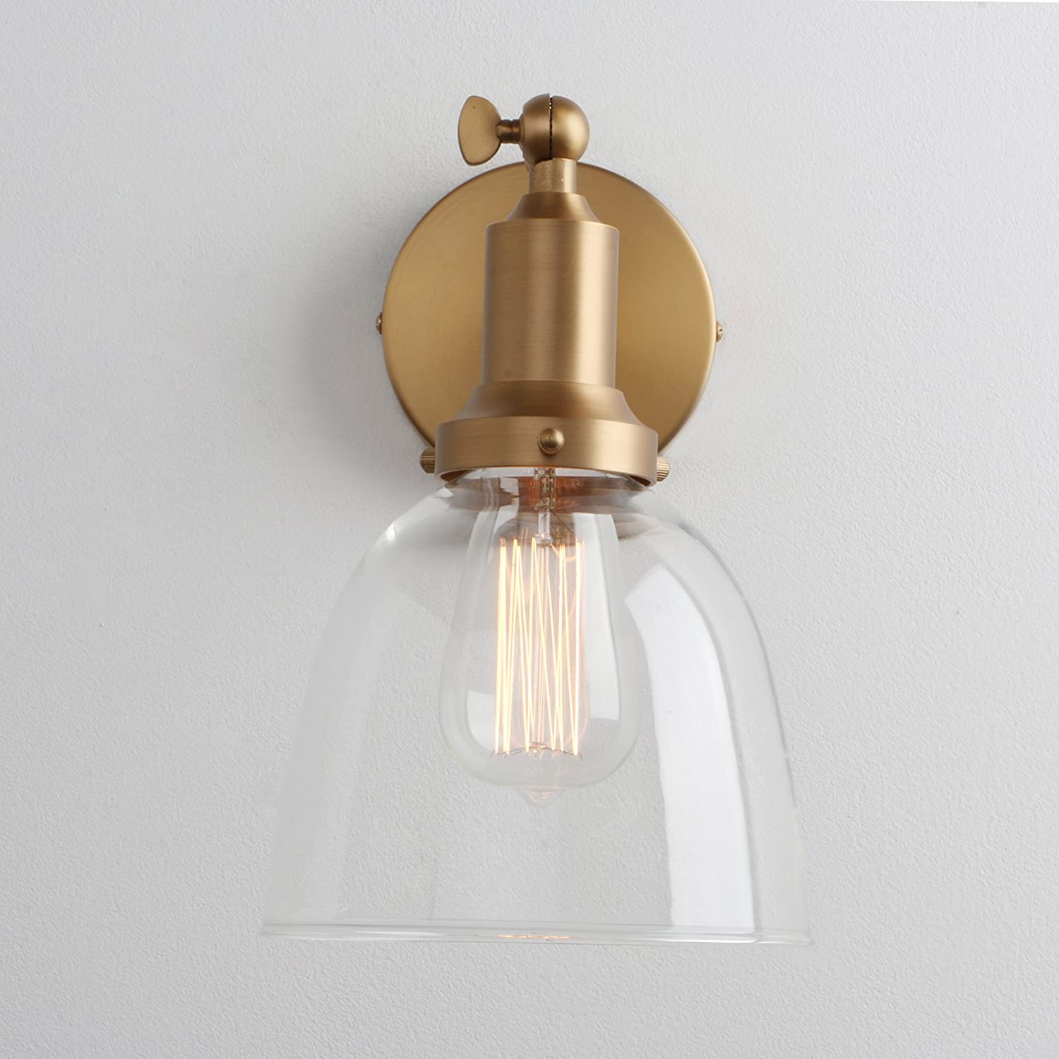 Industrial slope pole wall mount fixture clear glass wall lamp