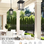 Farmhouse exterior hanging porch light black chandelier with seeded glass shade