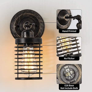 Rust wall light fixtures retro cage wall lamp