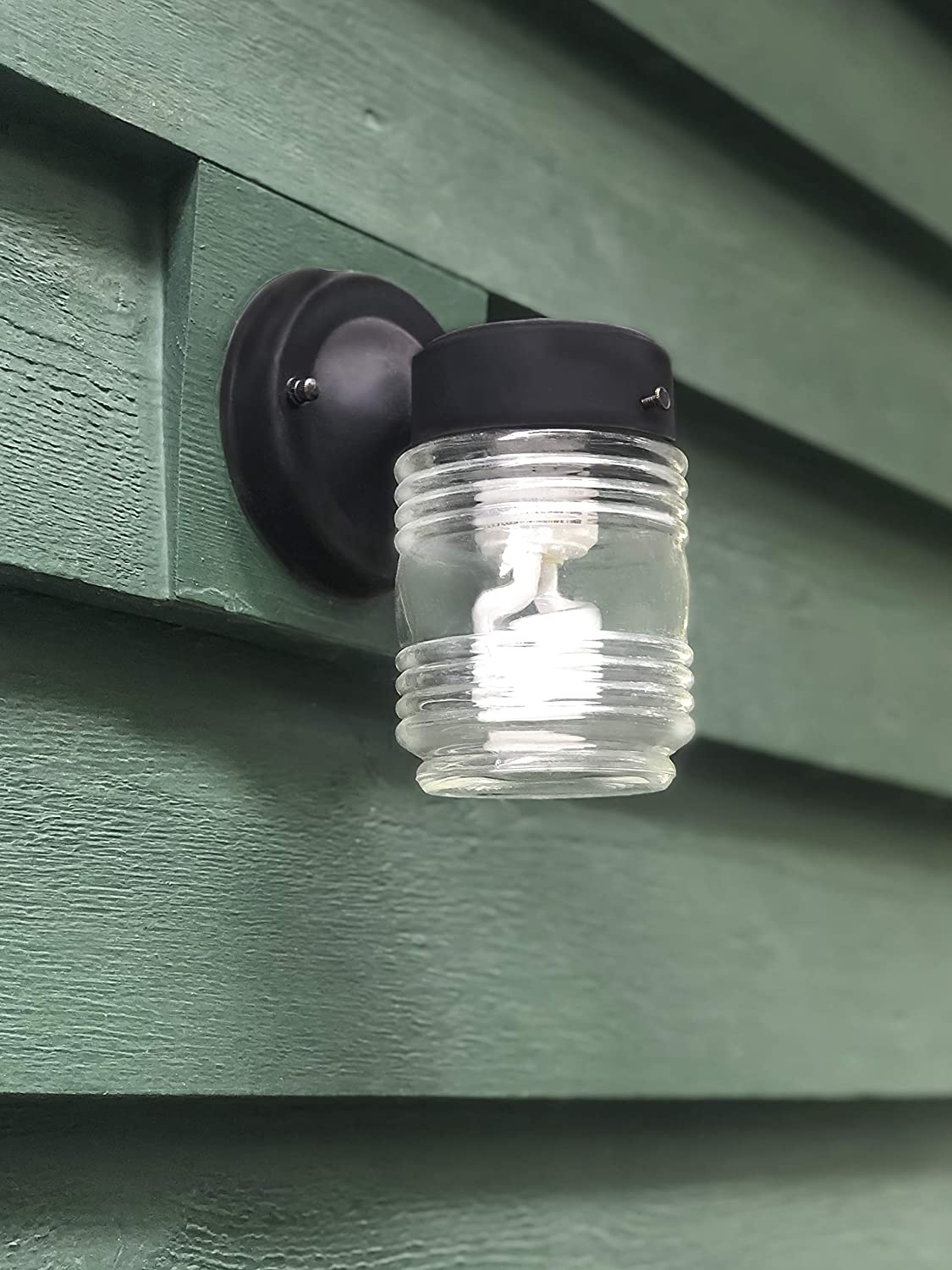 Jelly jar glass wall sconce