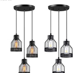 3 light kitchen pendant light fixture Edison cage hanging light