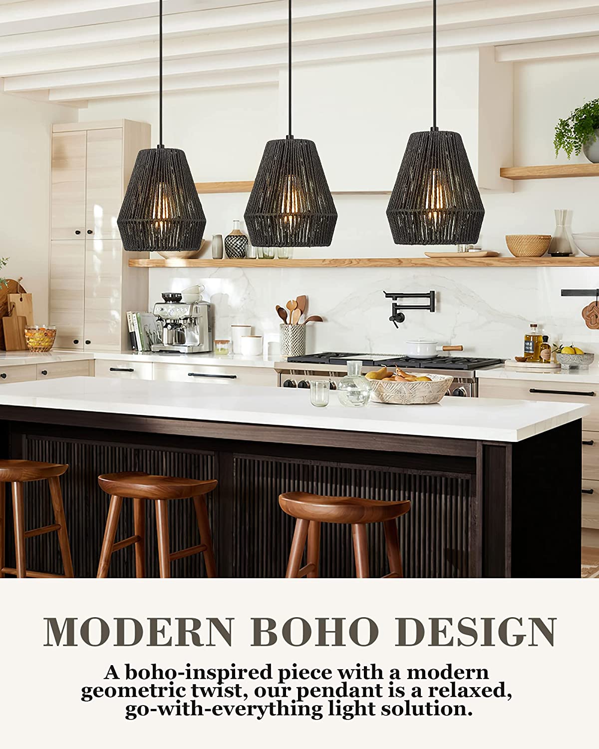 Woven pendant light fixtures farmhouse black pendant lights for kitchen