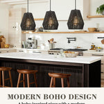 Woven pendant light fixtures farmhouse black pendant lights for kitchen