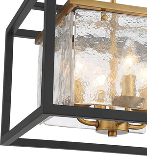 Contemporary modern ceiling light semi-flush mount fixture black squrae cage glass ceiling lamp