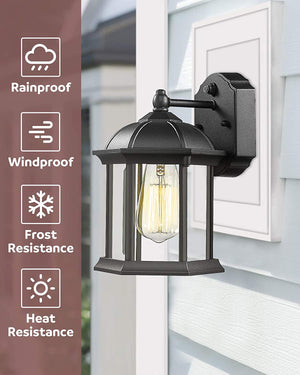 Dusk to dawn outdoor wall light black exterior wall sconce with glass shade