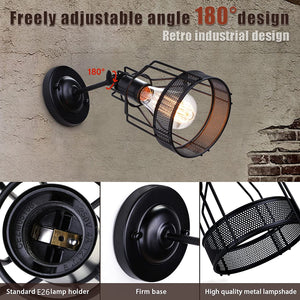 Black cage wall sconce light industrial farmhouse vintage wall lamp