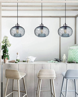 Blown glass pendant light fixture blue pendant lamp