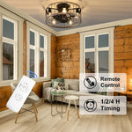 Farmhouse cage ceiling fan with light rust wood ceiling fan lamp with remote control