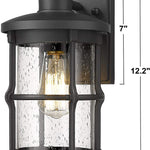 Black exterior lights for house outdoor wall sconce with seeded glass shade