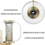 G9 vintage wall light fixture globe glass wall lamp with brushed brass