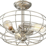 Vintage cage ceiling light 3 light farmhouse ceiling lamp with nickel finish