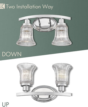 2 light wall light vanity glass shade wall light sconces with chrome finish