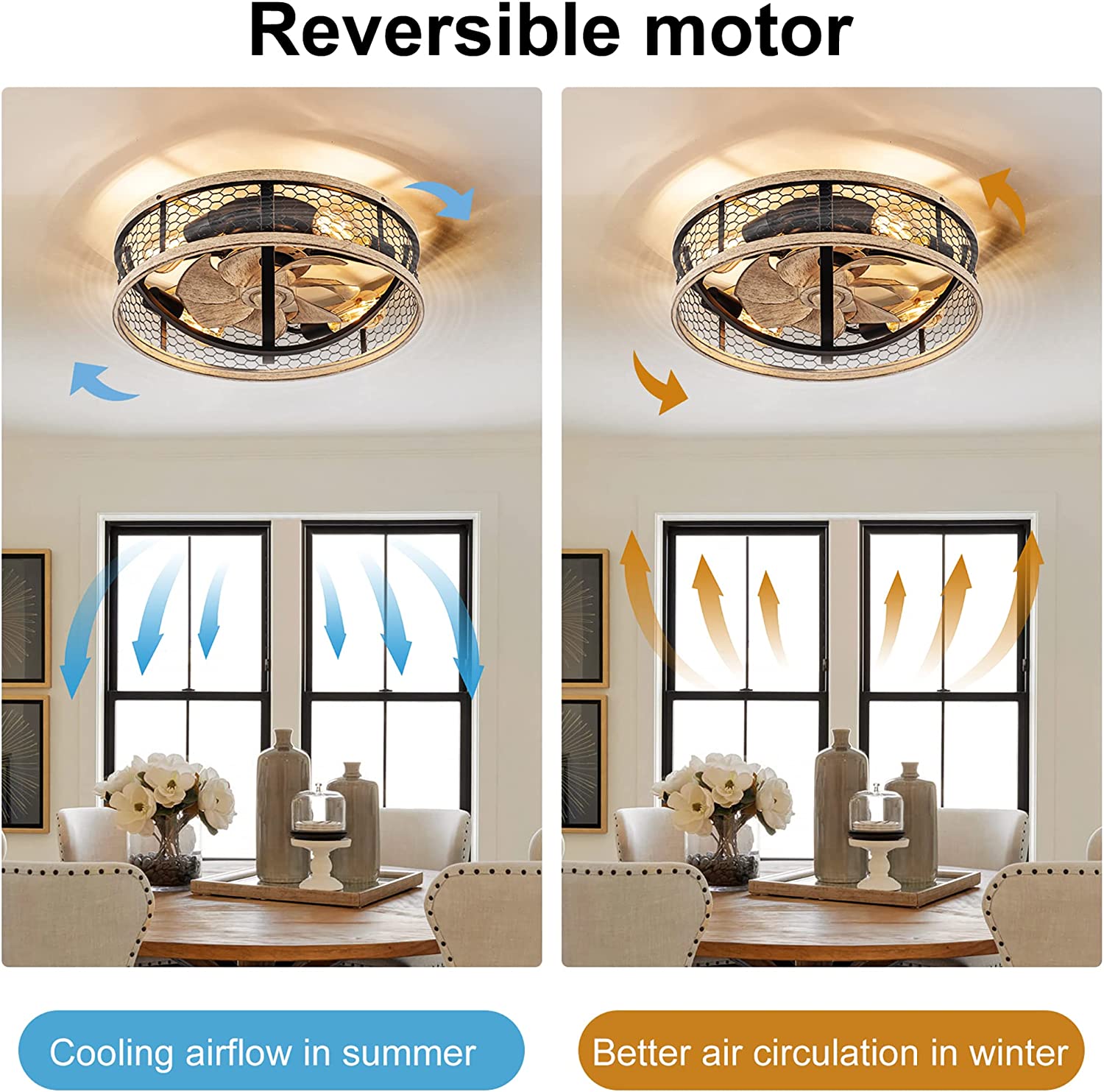 5 light industrial cage ceiling fan with light remote control farmhouse ceiling fan lamp with 3 speed