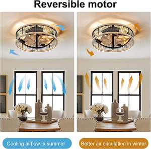 5 light industrial cage ceiling fan with light remote control farmhouse ceiling fan lamp with 3 speed