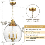 3 light globe glass pendant light gold hanging lamp