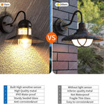 2 pack dusk to dawn outdoor lighting sall sconce black light fixture with seeded glass shade