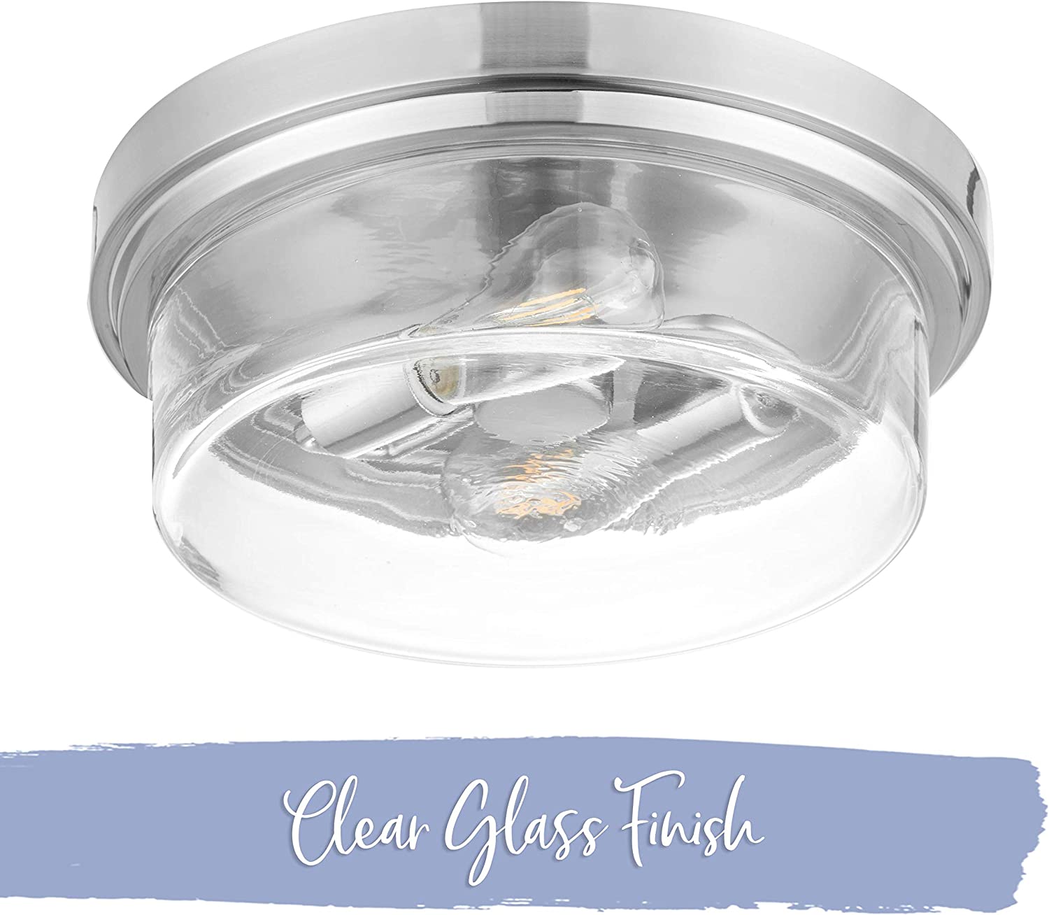 Modern nickel flush mount ceiling light drum glass ceiling lamp