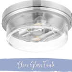 Modern nickel flush mount ceiling light drum glass ceiling lamp