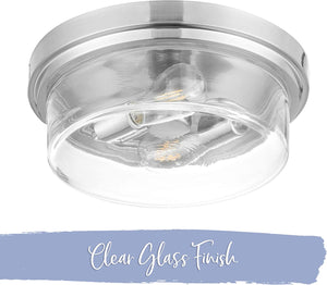 Modern nickel flush mount ceiling light drum glass ceiling lamp