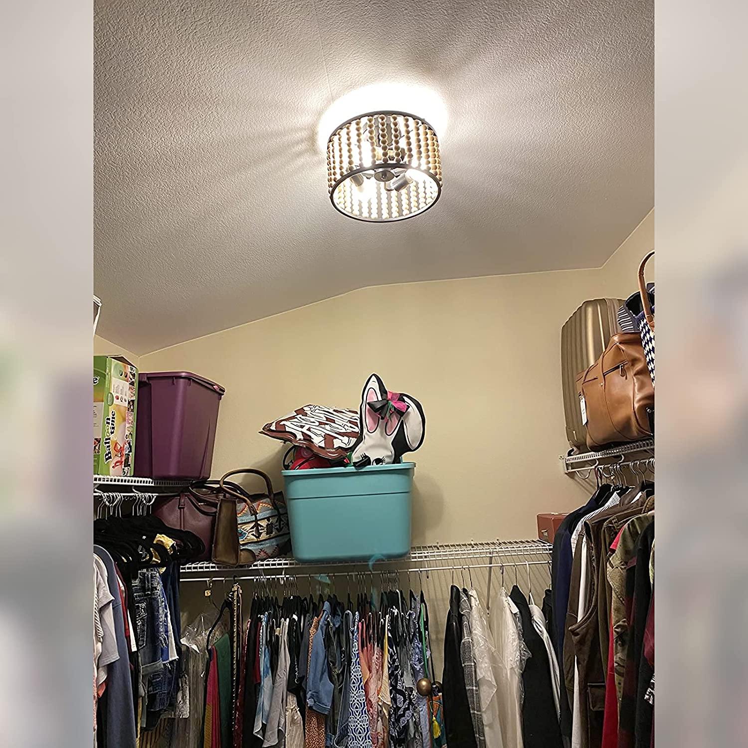 3 light wood beads ceiling light fixture farmhouse boho black ceiling lamp