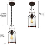 Vintage industrial glass cylinder pendant fixture, copper hanging lamp light