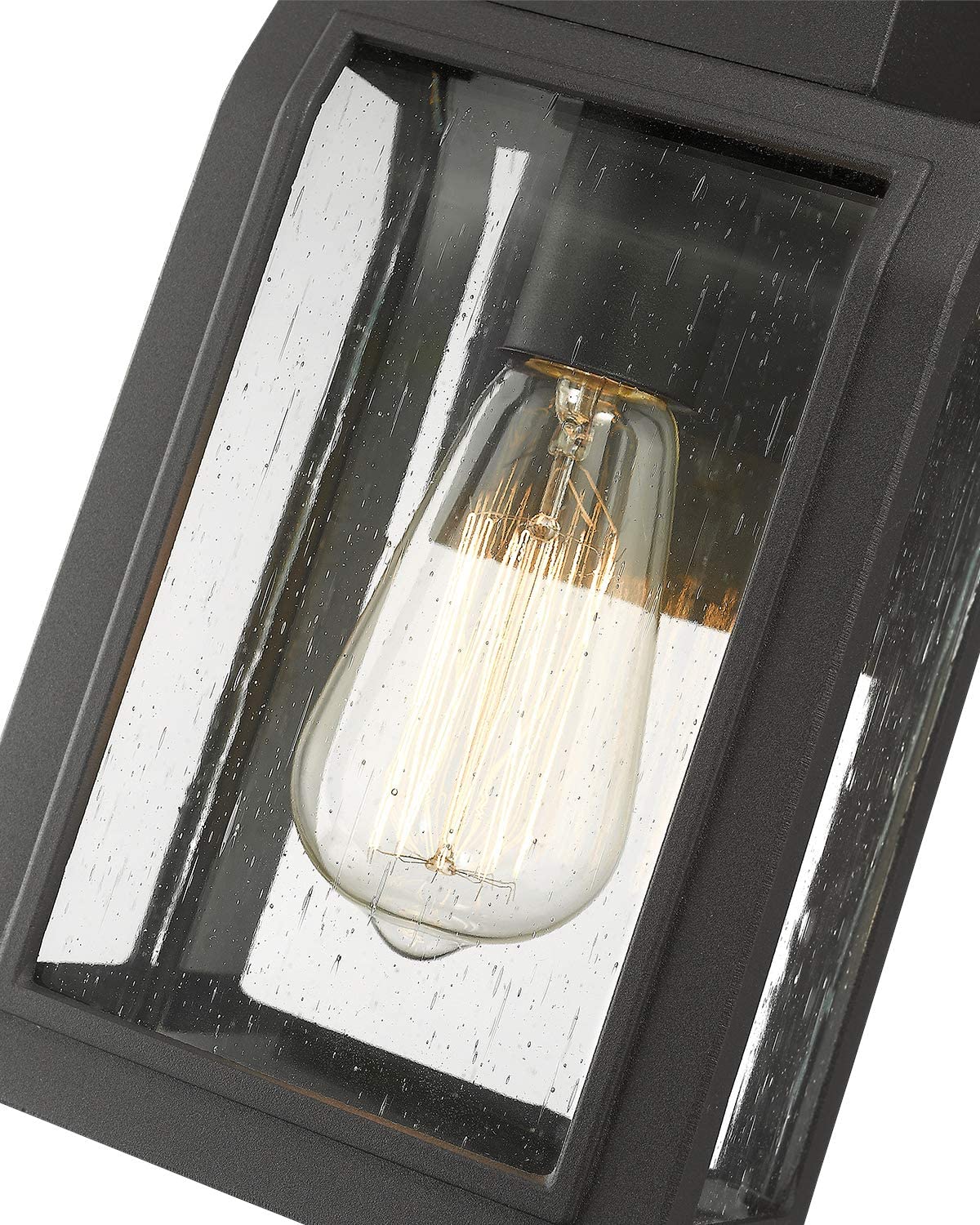 Black porch lights outdoor with seeded glass industrial exterior wall lighting fixture