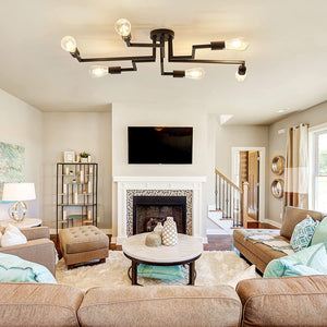 6 light semi flush ceiling lights vintage black mount ceiling lamp